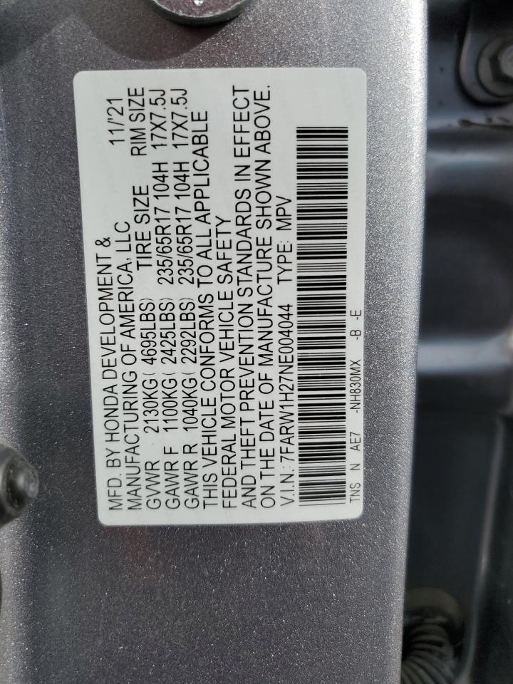 2022 HONDA CR-V LX VIN:7FARW1H27NE004044