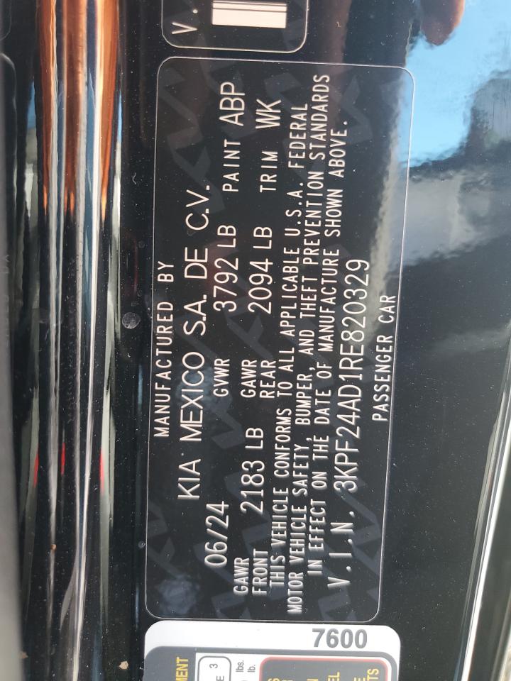 2024 KIA FORTE LX VIN:3KPF24AD1RE820329