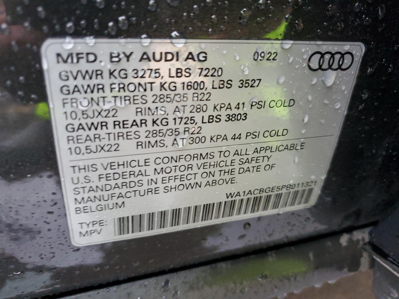 2023 AUDI E-TRON S PREMIUM PLUS VIN:1GNSKCKC9FR632714