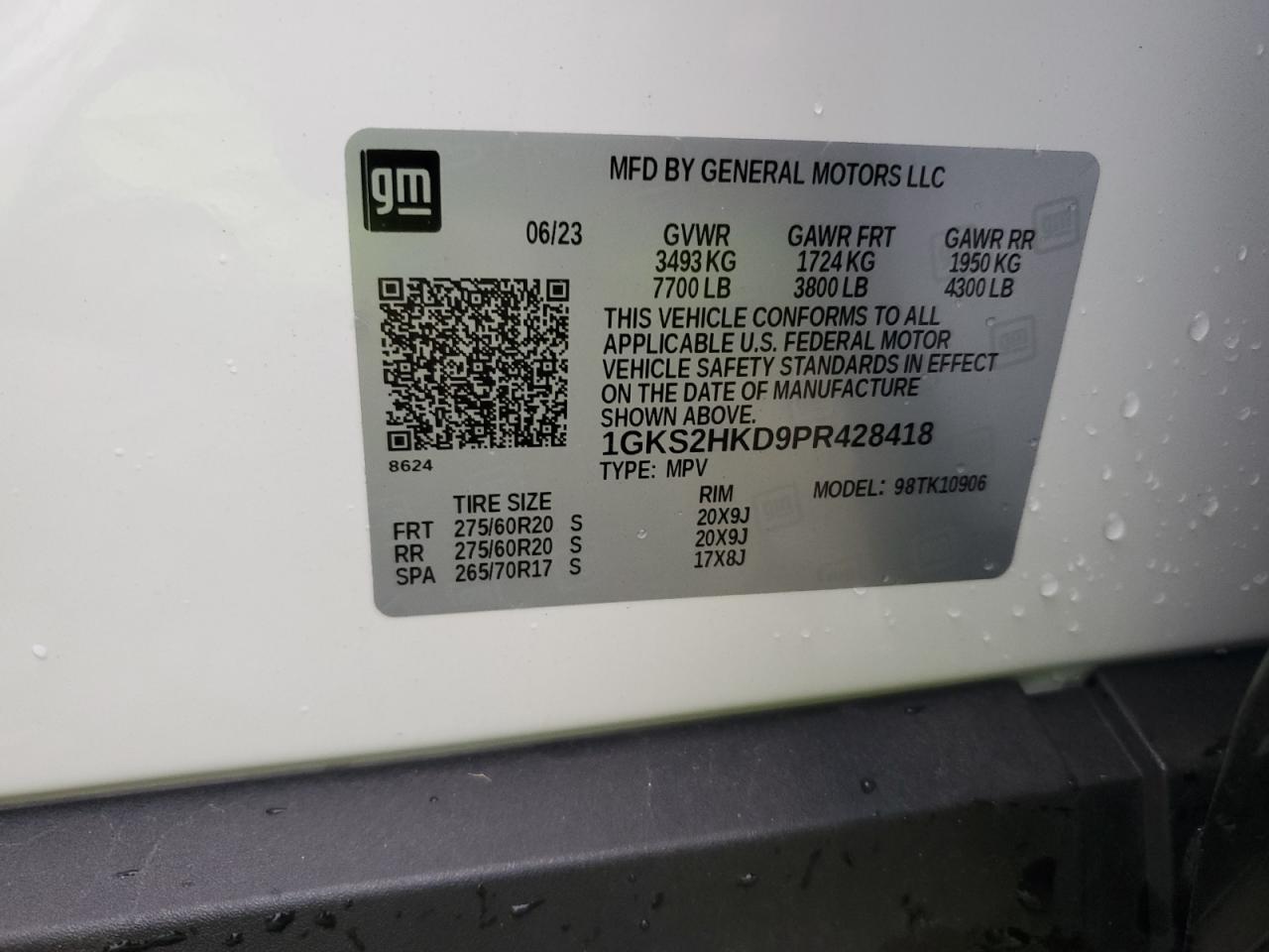 2023 GMC YUKON XL K1500 AT4 VIN:3B7KF26Z02M251884