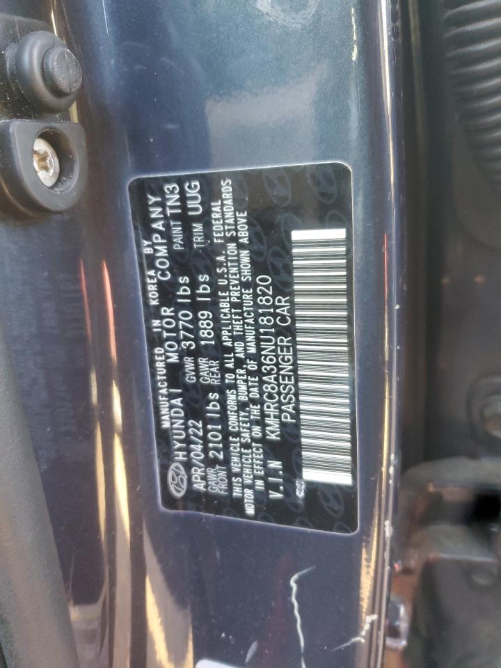 2022 HYUNDAI VENUE SEL VIN:KMHRC8A36NU181820