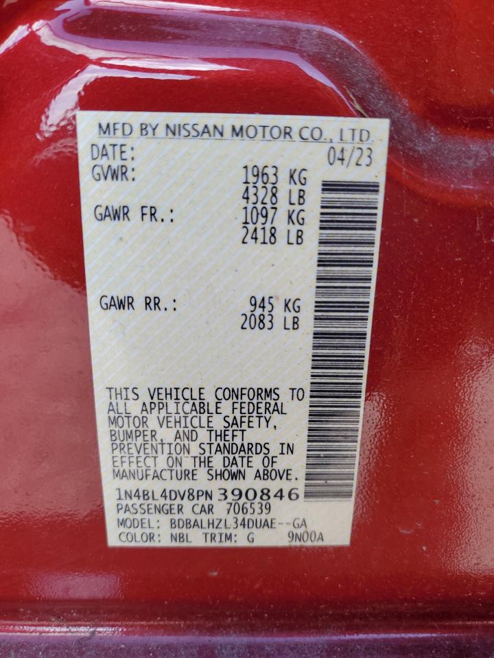 2023 NISSAN ALTIMA SV VIN:1N4BL4DV8PN390846