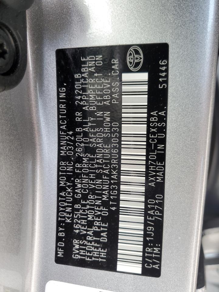 2024 TOYOTA CAMRY SE NIGHT SHADE VIN:4T1G31AK3RU630530