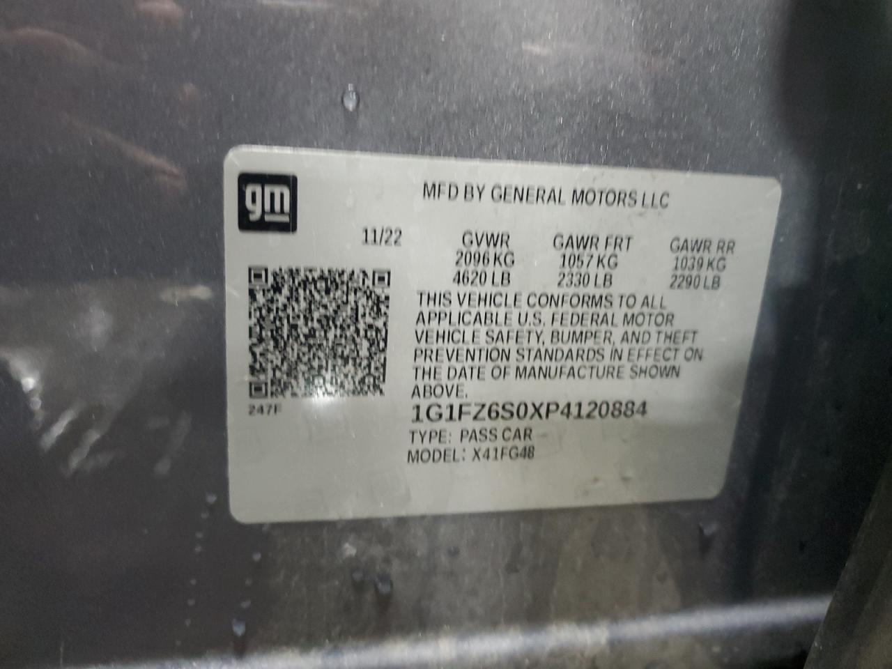 2023 CHEVROLET BOLT EUV PREMIER VIN:1G1FZ6S0XP4120884