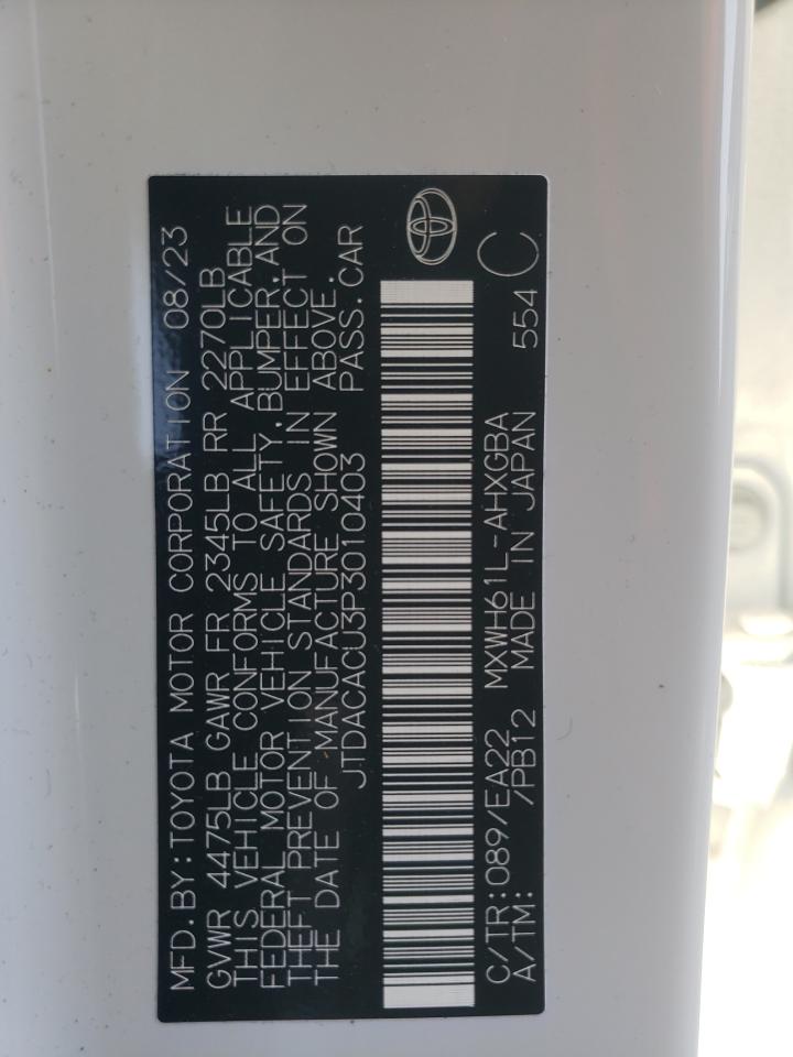 2023 TOYOTA PRIUS PRIME SE VIN:JTDACACU3P3010403