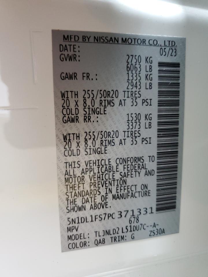 2023 INFINITI QX60 LUXE VIN:5N1DL1FS7PC371331