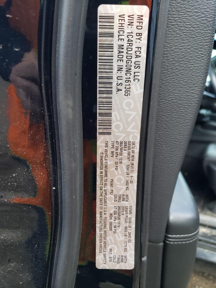 2022 DODGE DURANGO GT VIN:1C4RDJDG0NC161365