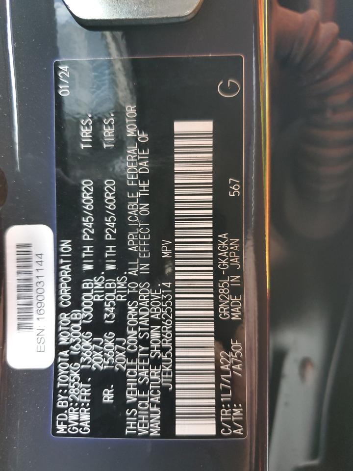 2024 TOYOTA 4RUNNER LIMITED VIN:JTEKU5JR6R6255314