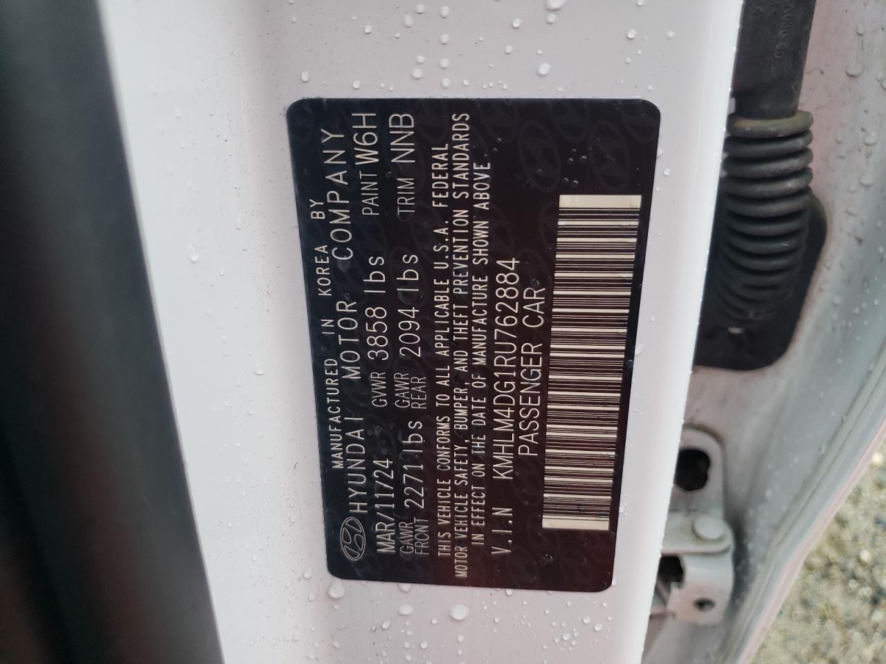 2024 HYUNDAI ELANTRA SEL VIN:KMHLM4DG1RU762884