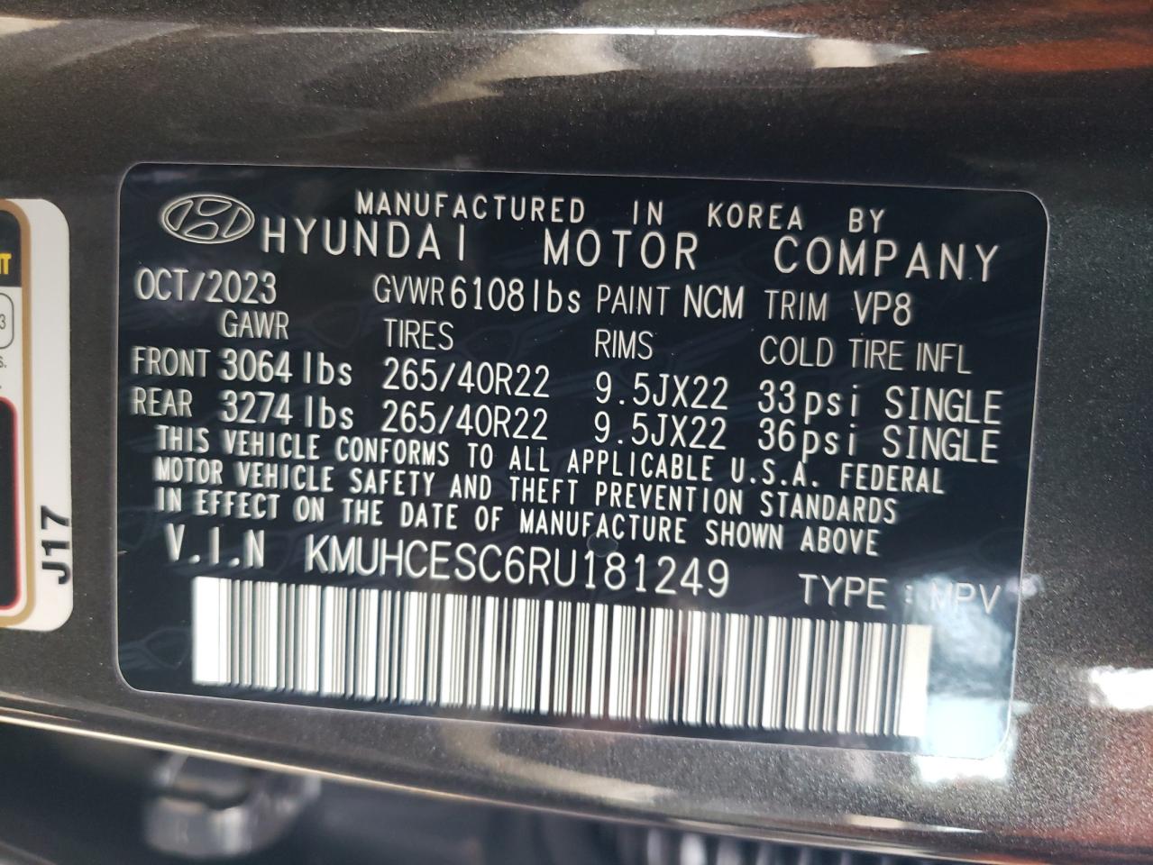 2024 GENESIS GV80 BASE VIN:KMUHCESC6RU181249