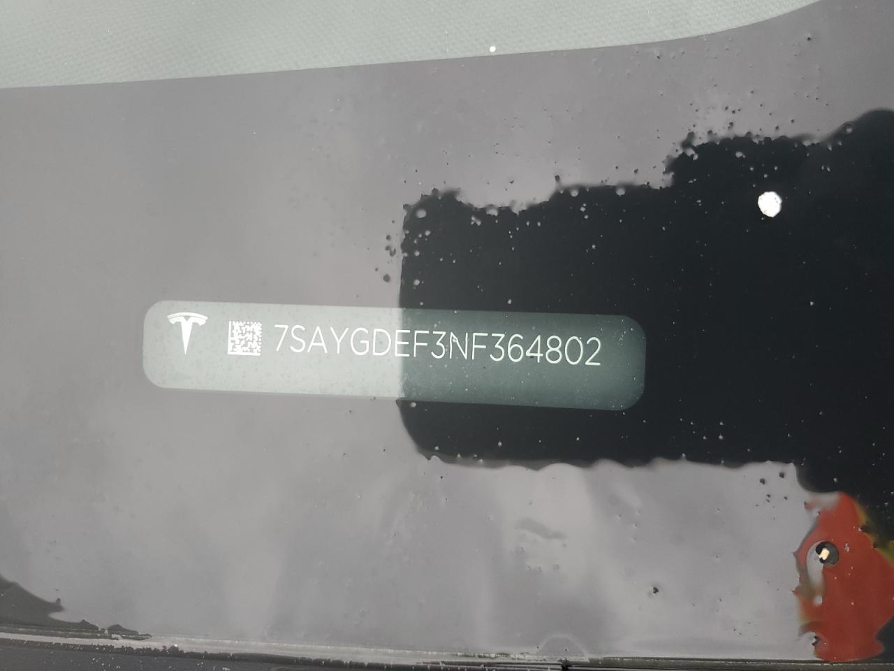 2022 TESLA MODEL Y VIN:7SAYGDEF3NF364802