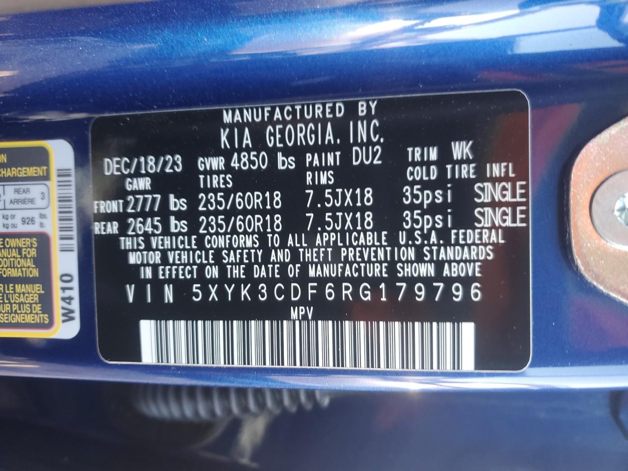2024 KIA SPORTAGE EX VIN:5XYK3CDF6RG179796