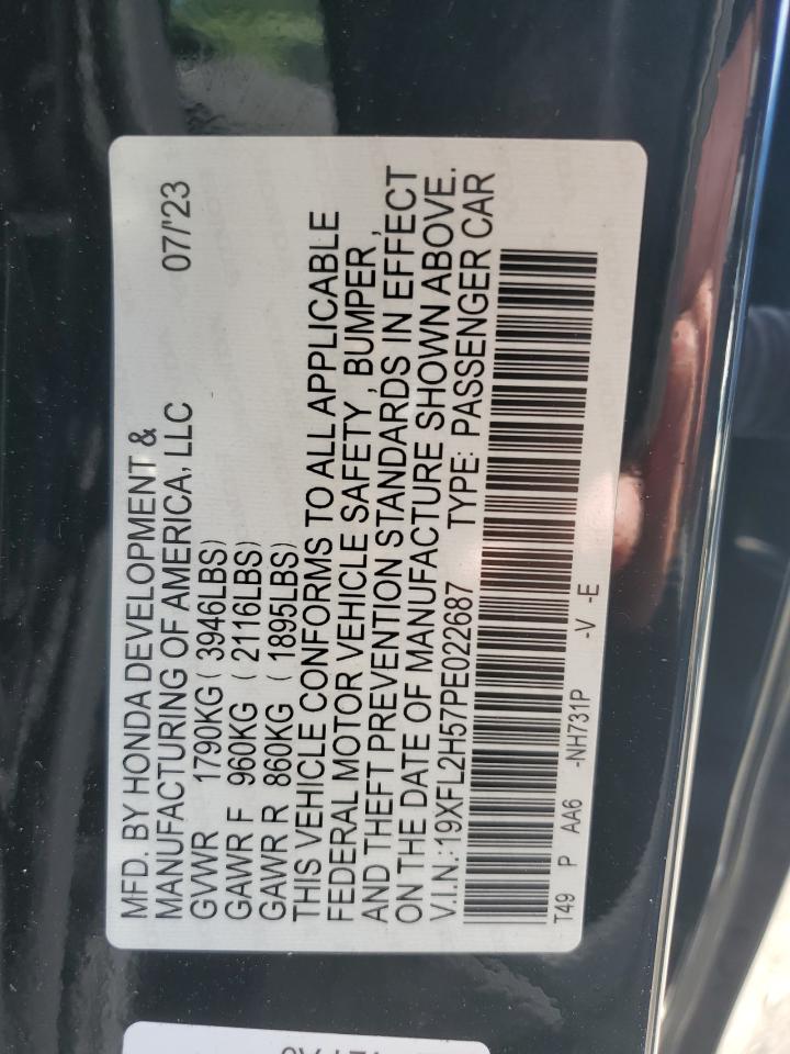 2023 HONDA CIVIC LX VIN:19XFL2H57PE022687