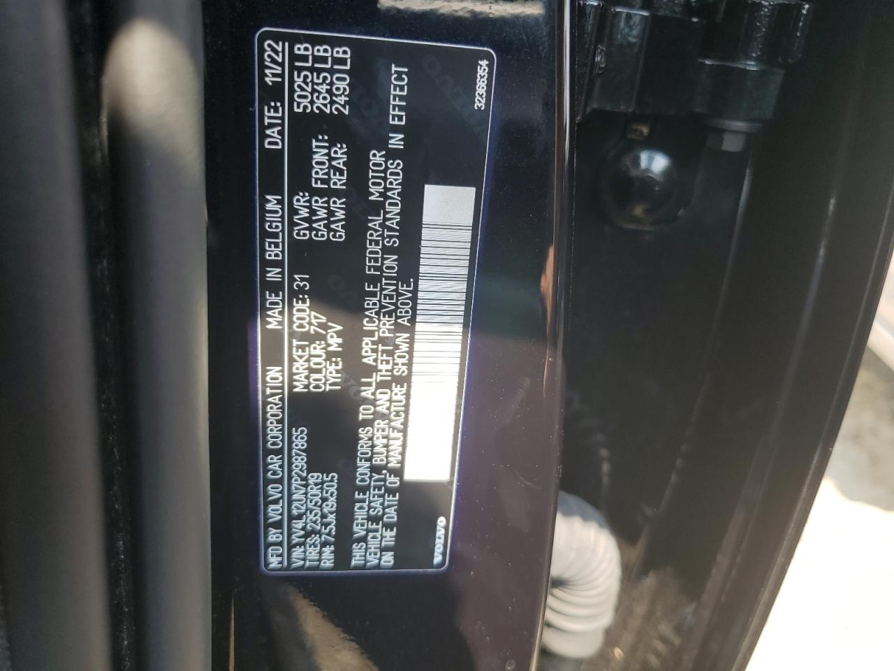 2023 VOLVO XC40 PLUS VIN:YV4L12UN7P2987865