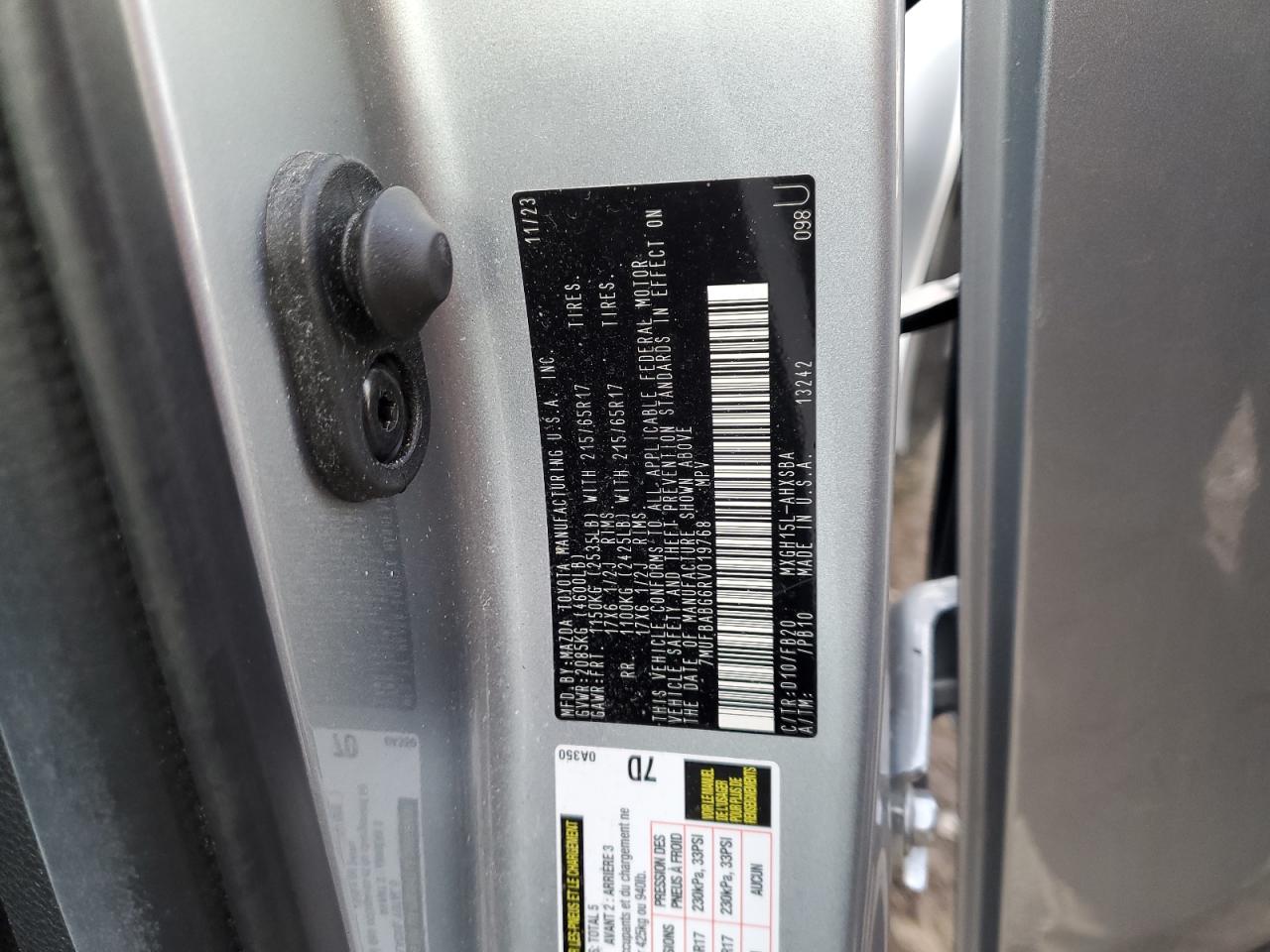 2024 TOYOTA COROLLA CROSS SE VIN:7MUFBABG6RV019768