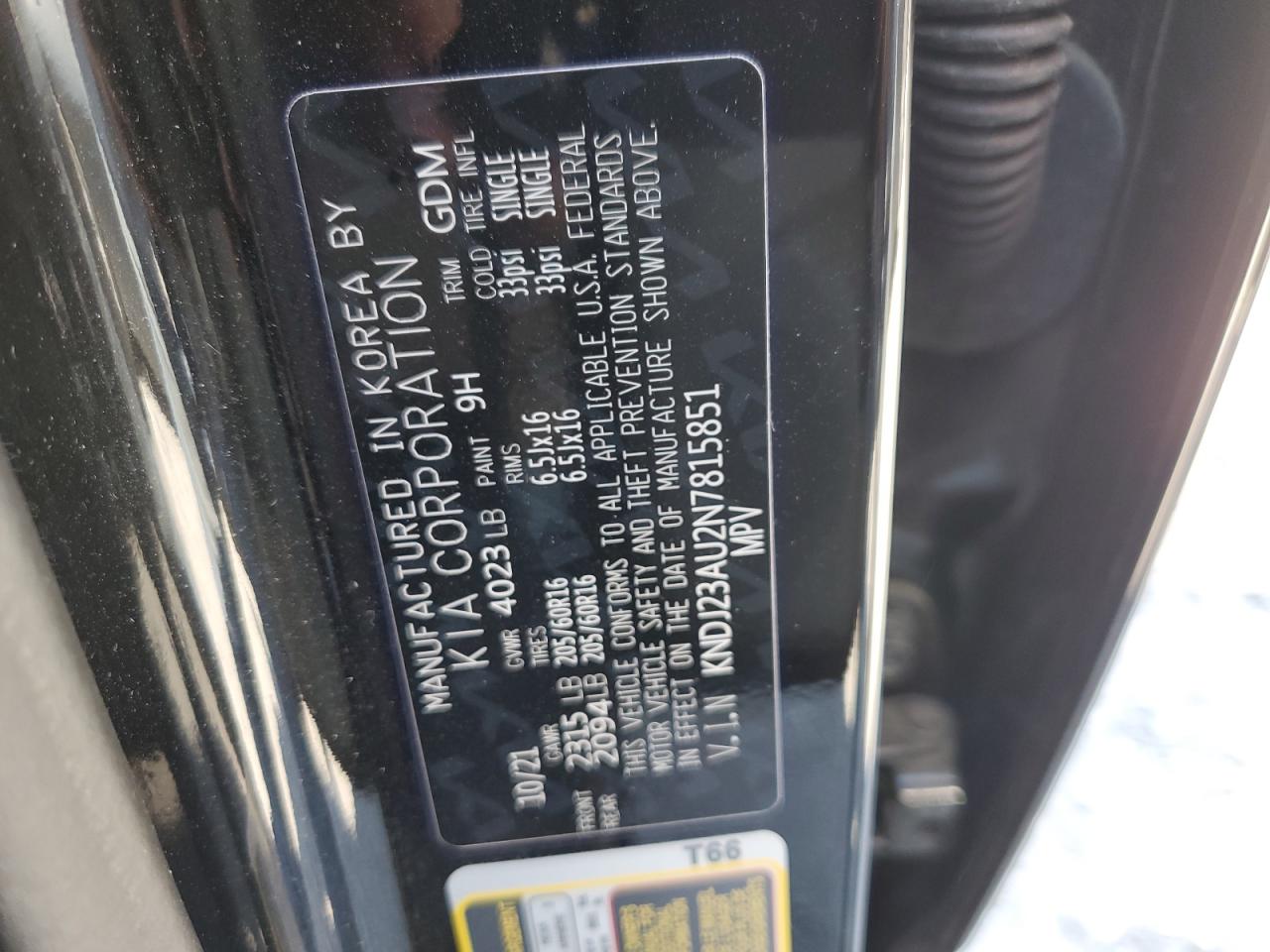2022 KIA SOUL LX VIN:KNDJ23AU2N7815851