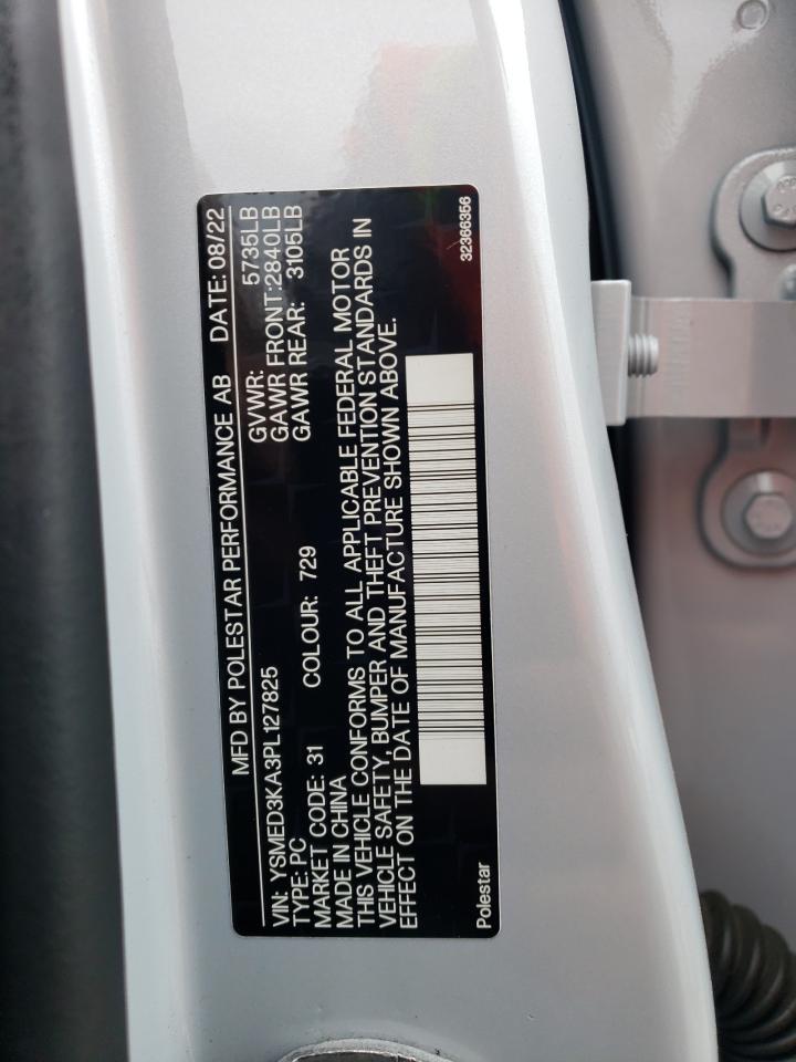 2023 POLESTAR 2 VIN:YSMED3KA3PL127825