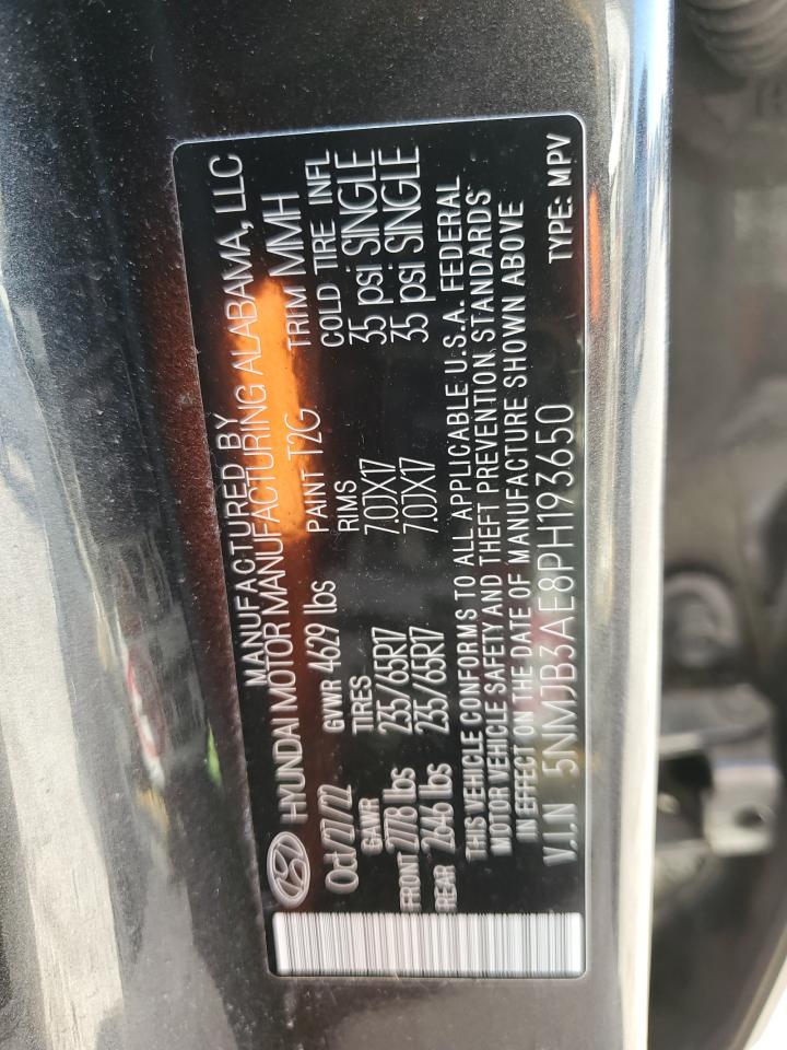 2023 HYUNDAI TUCSON SEL VIN:5NMJB3AE8PH193650