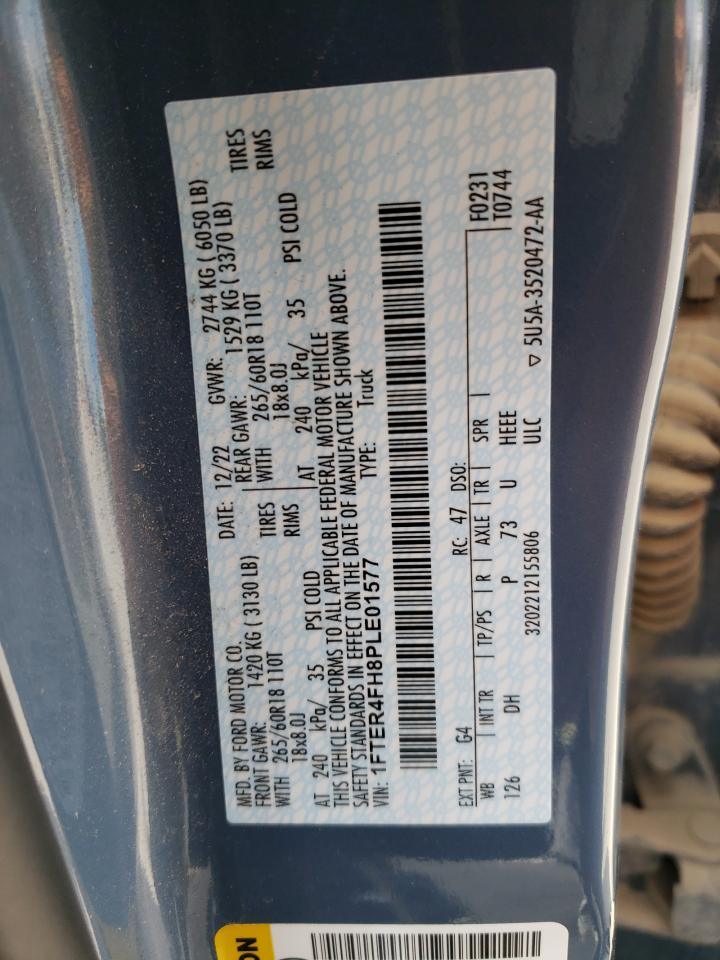 2023 FORD RANGER XL VIN:1FTER4FH8PLE01577