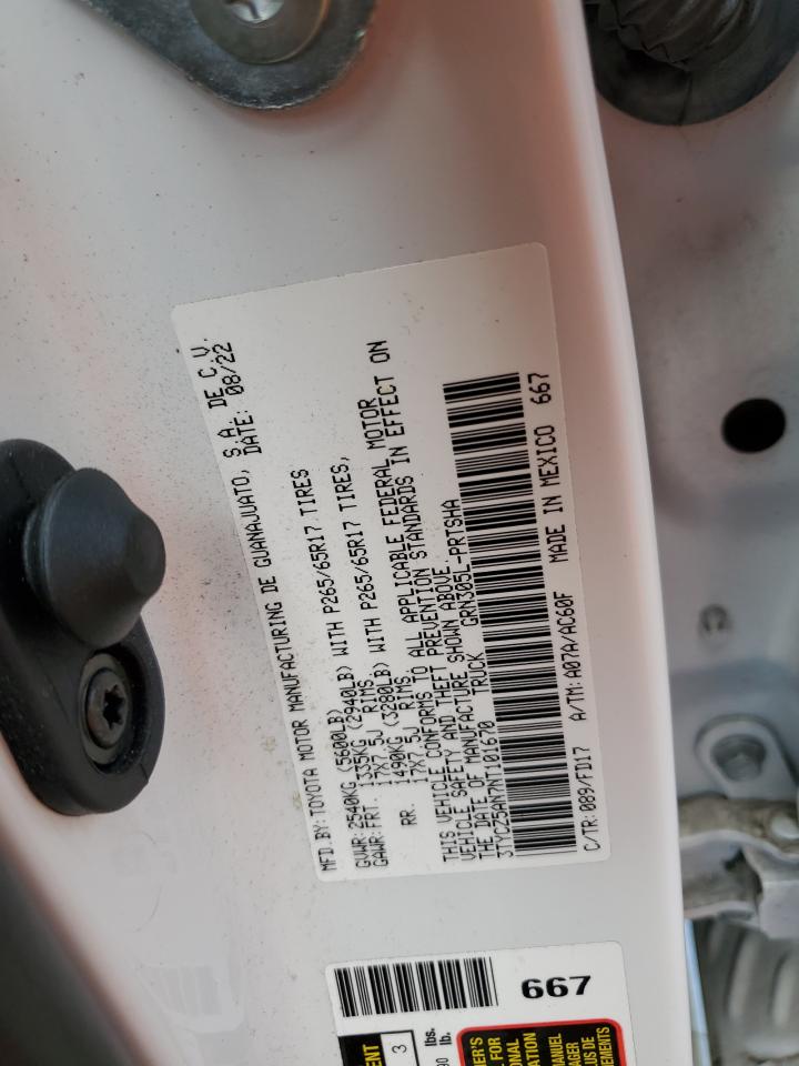 2022 TOYOTA TACOMA DOUBLE CAB VIN:3TYCZ5AN7NT101670