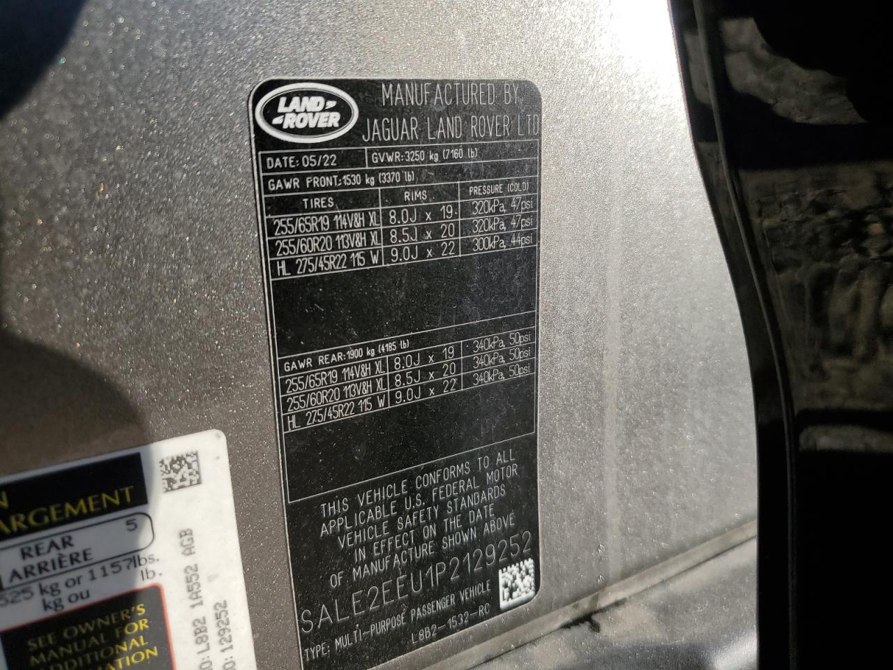 2023 LAND ROVER DEFENDER 110 X-DYNAMIC SE VIN:SALE2EEU1P2129252