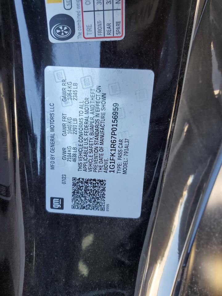 2023 CHEVROLET CAMARO ZL1 VIN:1G1FK1R67P0156959