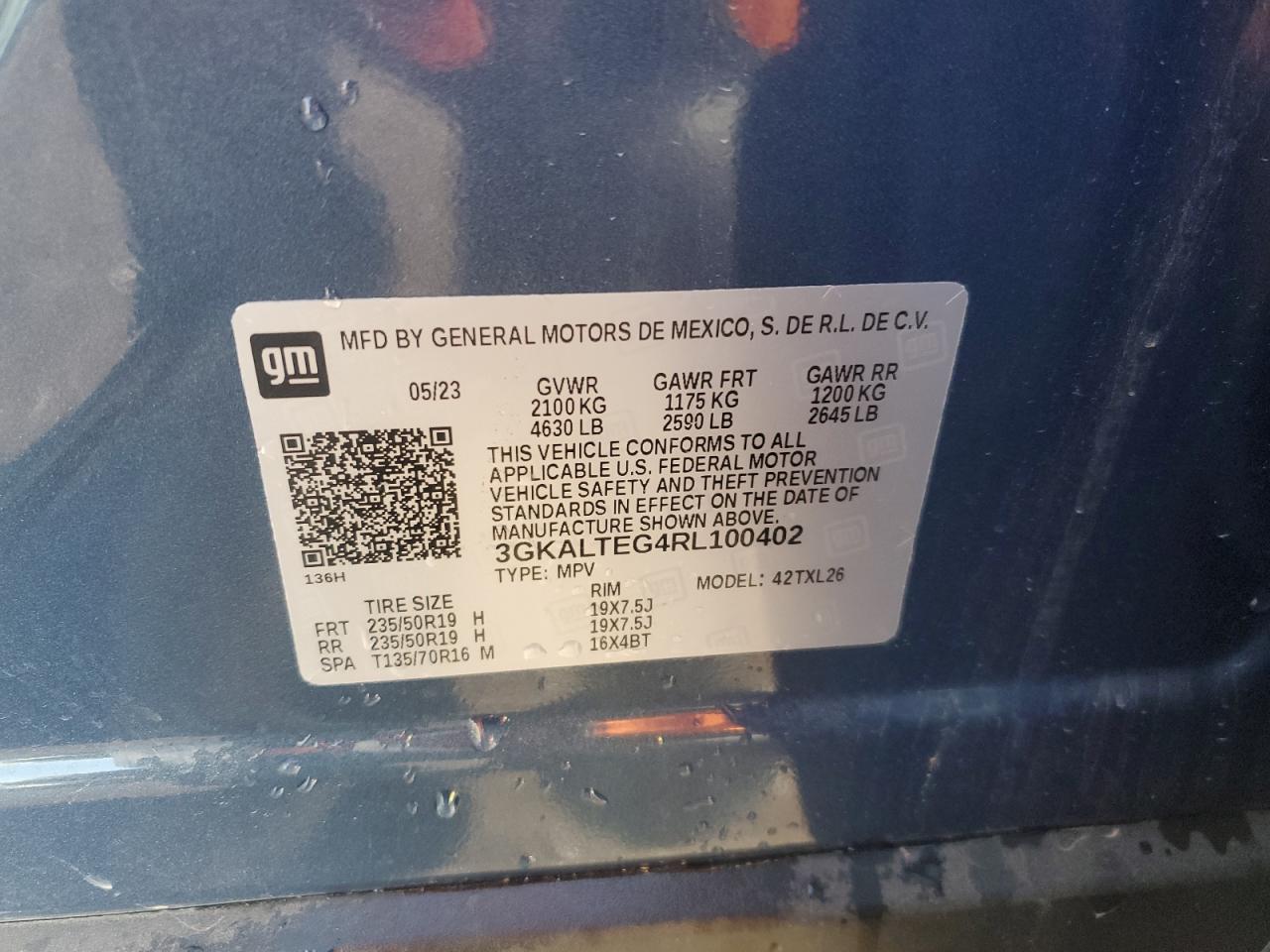2024 GMC TERRAIN SLE VIN:3GKALTEG4RL100402