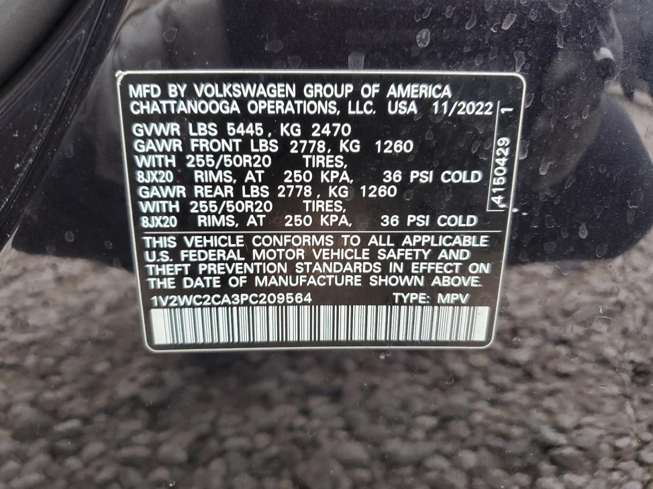 2023 VOLKSWAGEN ATLAS CROSS SPORT SE VIN:1V2WC2CA3PC209564