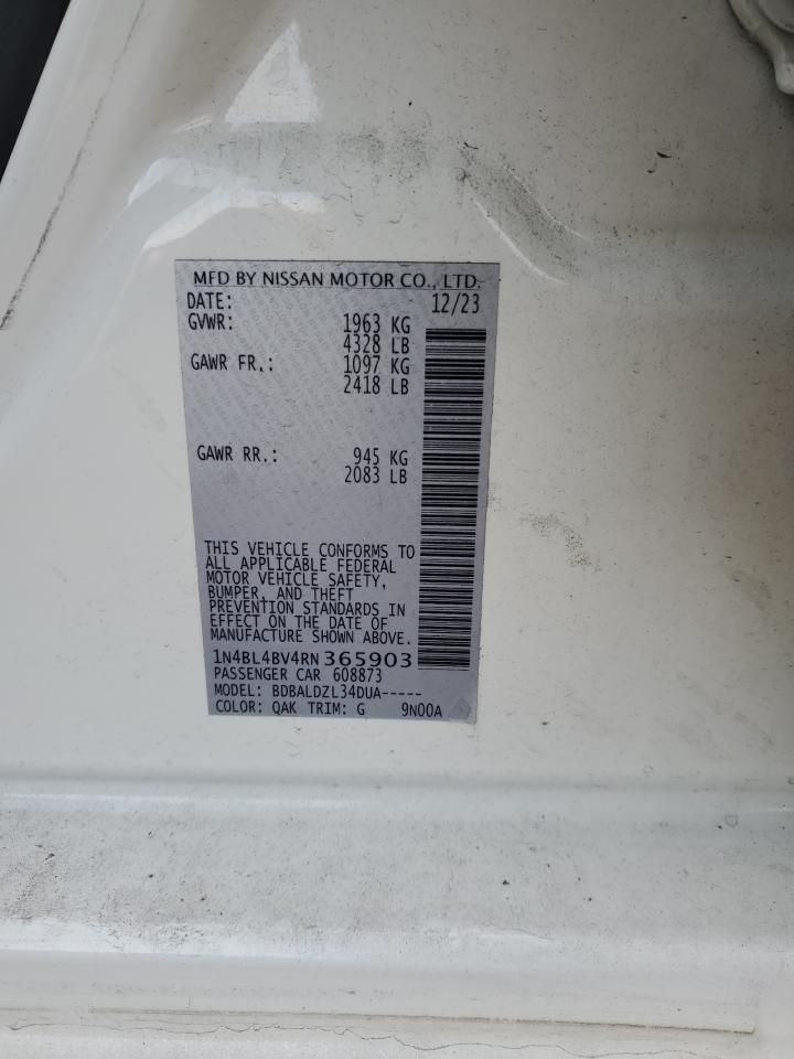 2024 NISSAN ALTIMA S VIN:1N4BL4BV4RN365903
