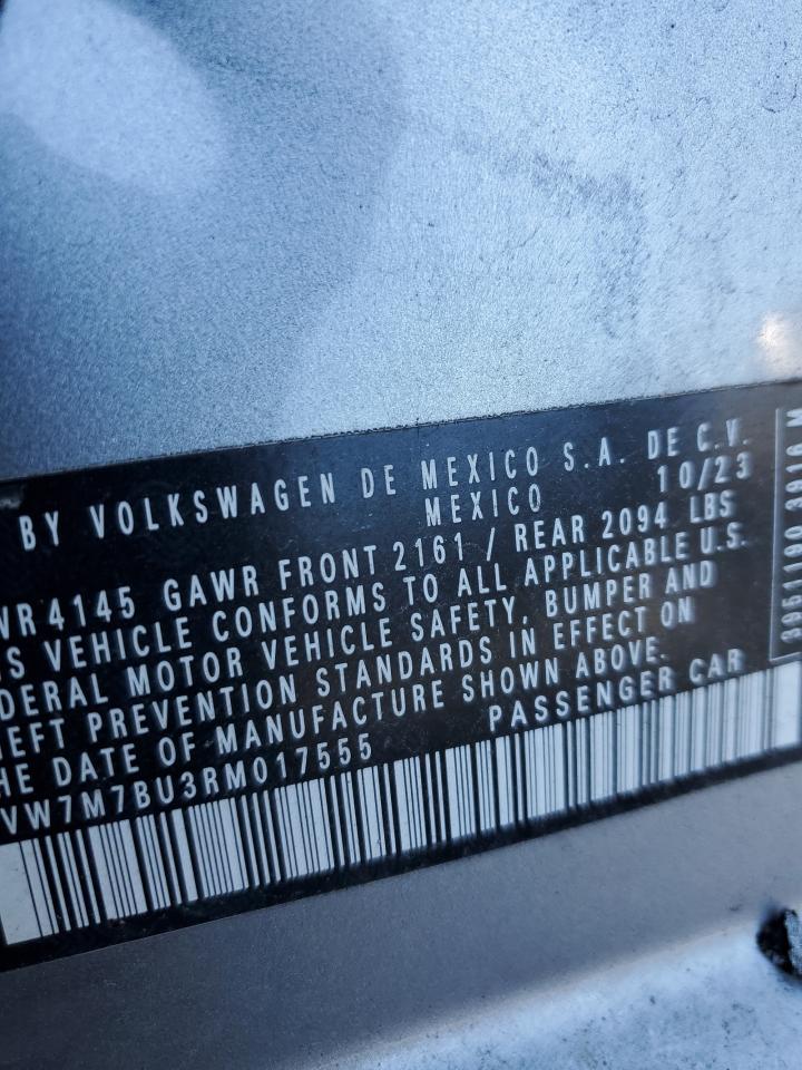 2024 VOLKSWAGEN JETTA SE VIN:3VW7M7BU3RM017555