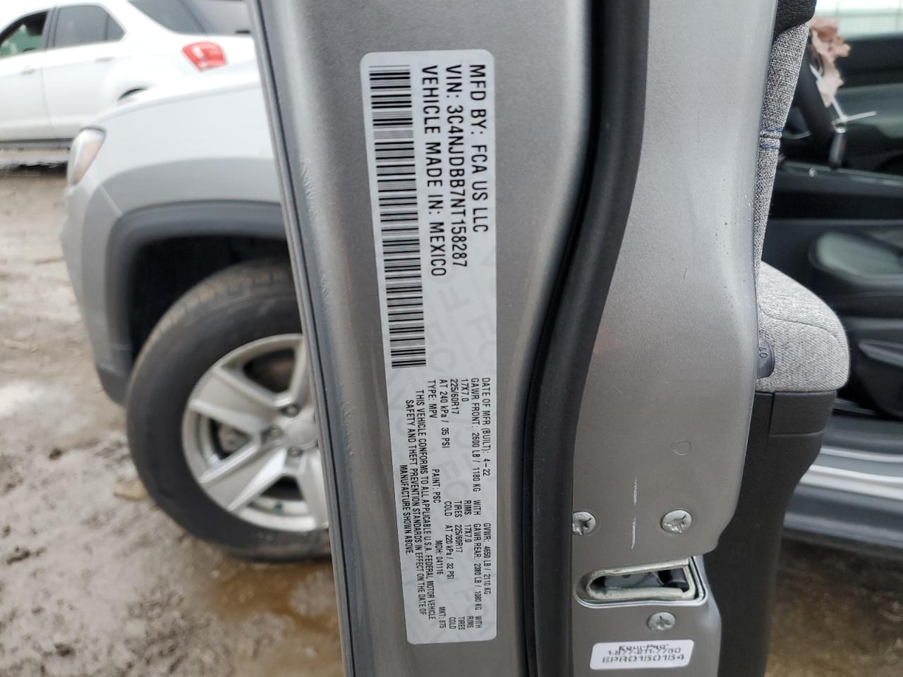 2022 JEEP COMPASS LATITUDE VIN:3C4NJDBB7NT158287