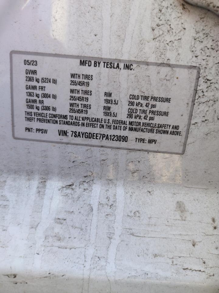 2023 TESLA MODEL Y VIN:7SAYGDEE7PA123090
