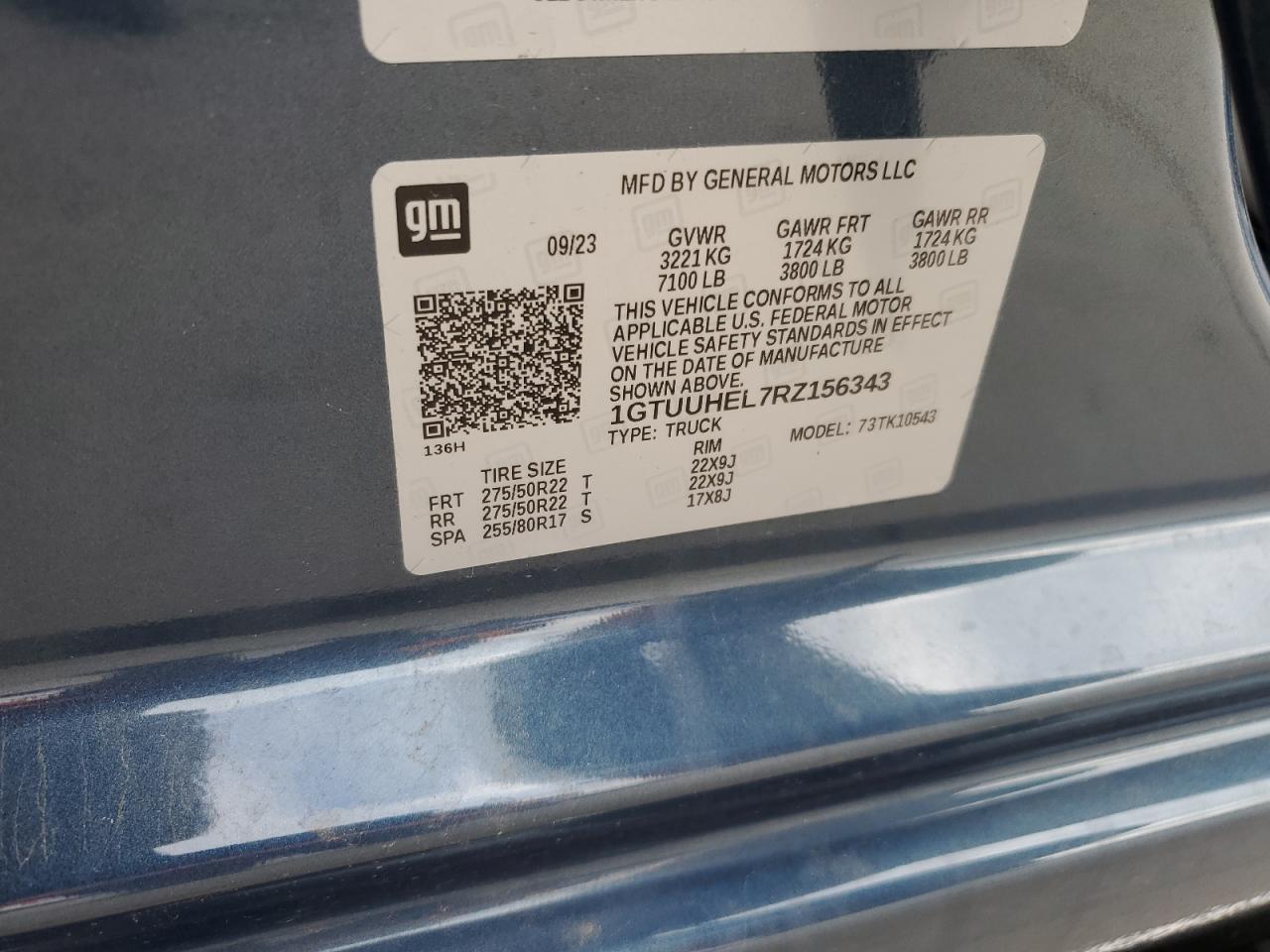 2024 GMC SIERRA K1500 DENALI ULTIMATE VIN:1GTUUHEL7RZ156343