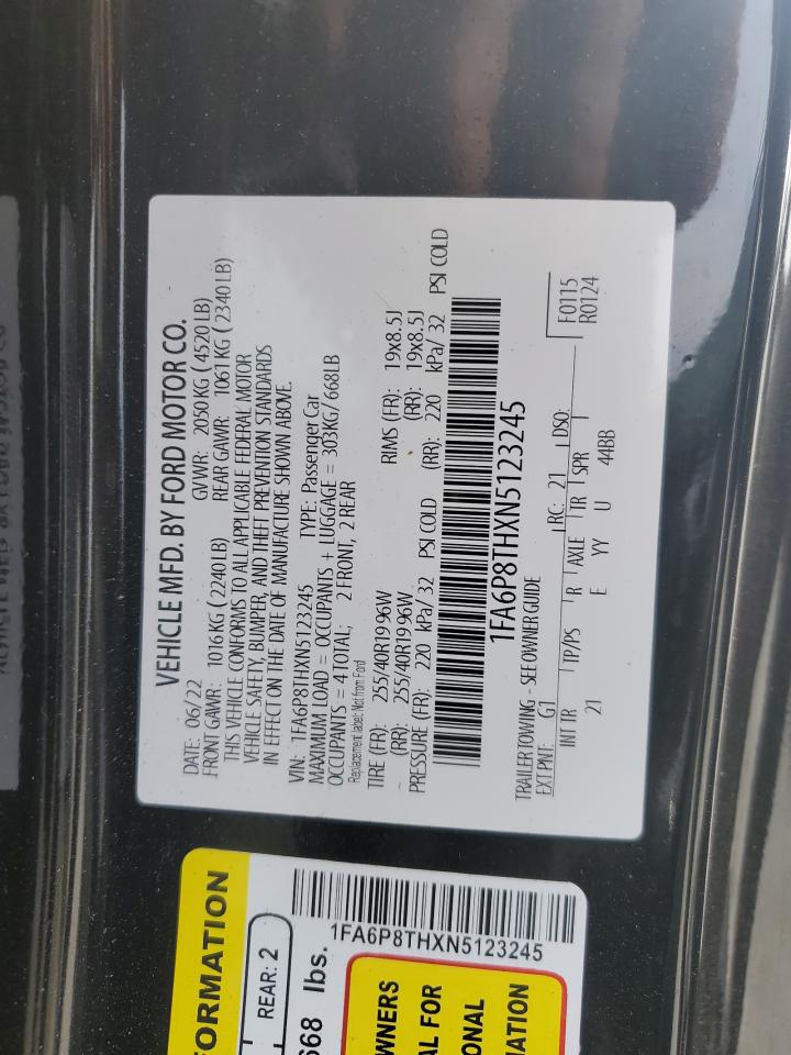 2022 FORD MUSTANG VIN:1FA6P8THXN5123245