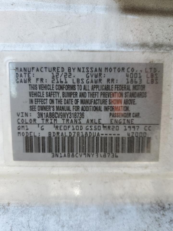 2022 NISSAN SENTRA SV VIN:3N1AB8CV9NY318736
