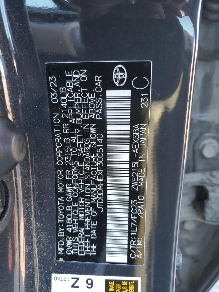 2023 TOYOTA COROLLA LE VIN:JTDBDMHEXP3005140