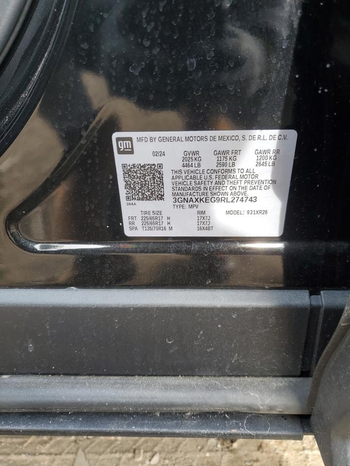 2024 CHEVROLET EQUINOX LT VIN:3GNAXKEG9RL274743