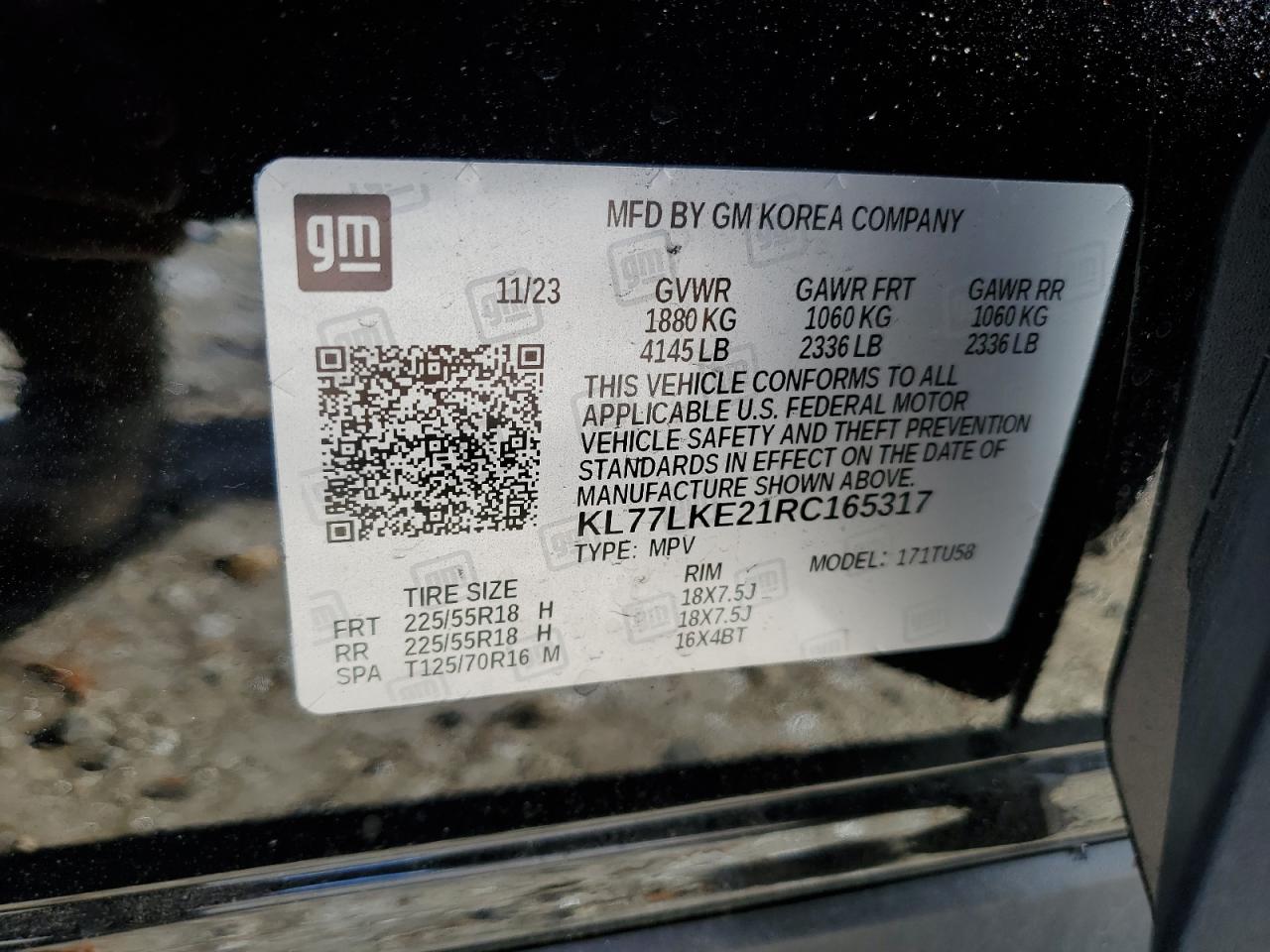 2024 CHEVROLET TRAX ACTIV VIN:KL77LKE21RC165317