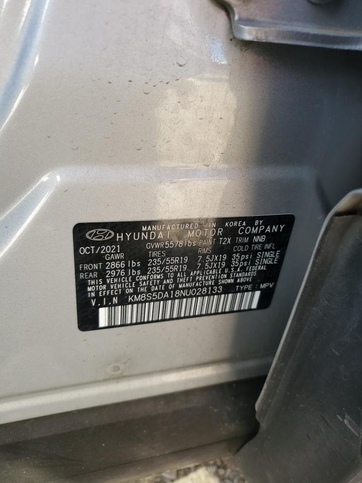 2022 HYUNDAI SANTA FE LIMITED VIN:KM8S5DA18NU028133