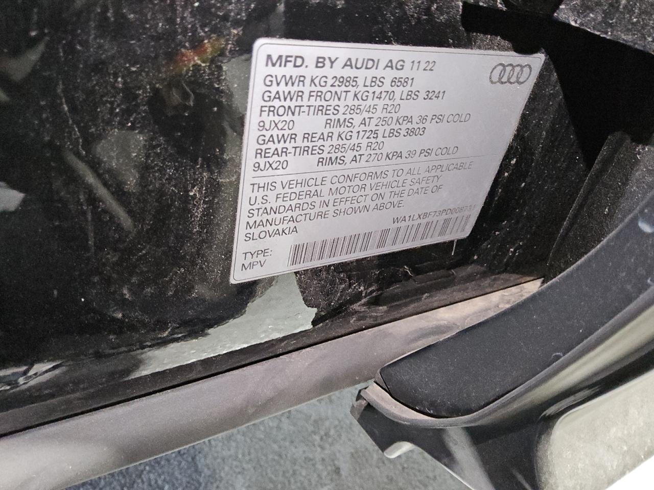 2023 AUDI Q7 PREMIUM PLUS VIN:WA1LXBF73PD008731