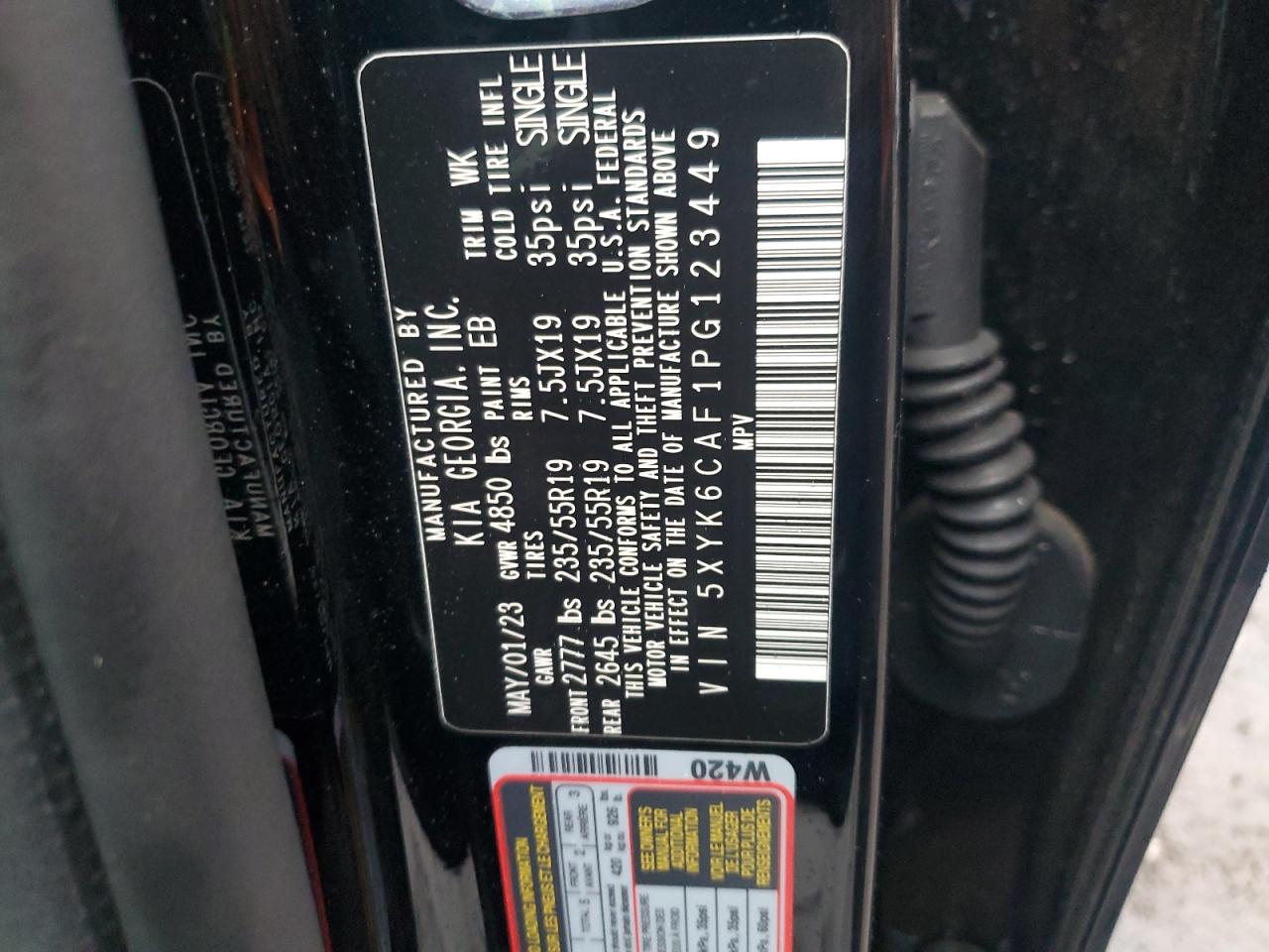 2023 KIA SPORTAGE X LINE VIN:5XYK6CAF1PG123449