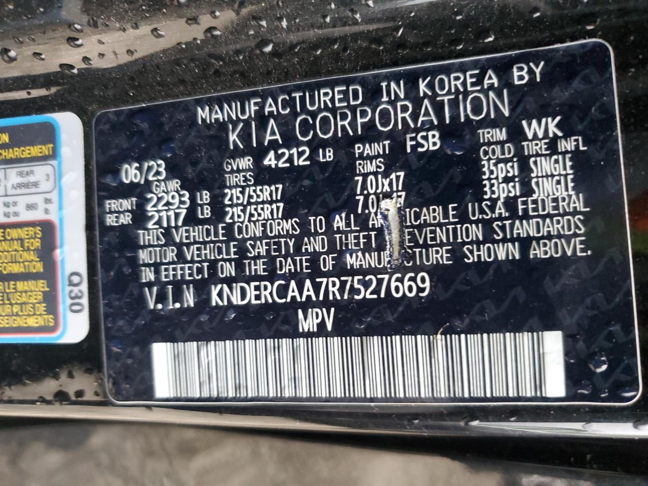 2024 KIA SELTOS EX VIN:KNDERCAA7R7527669