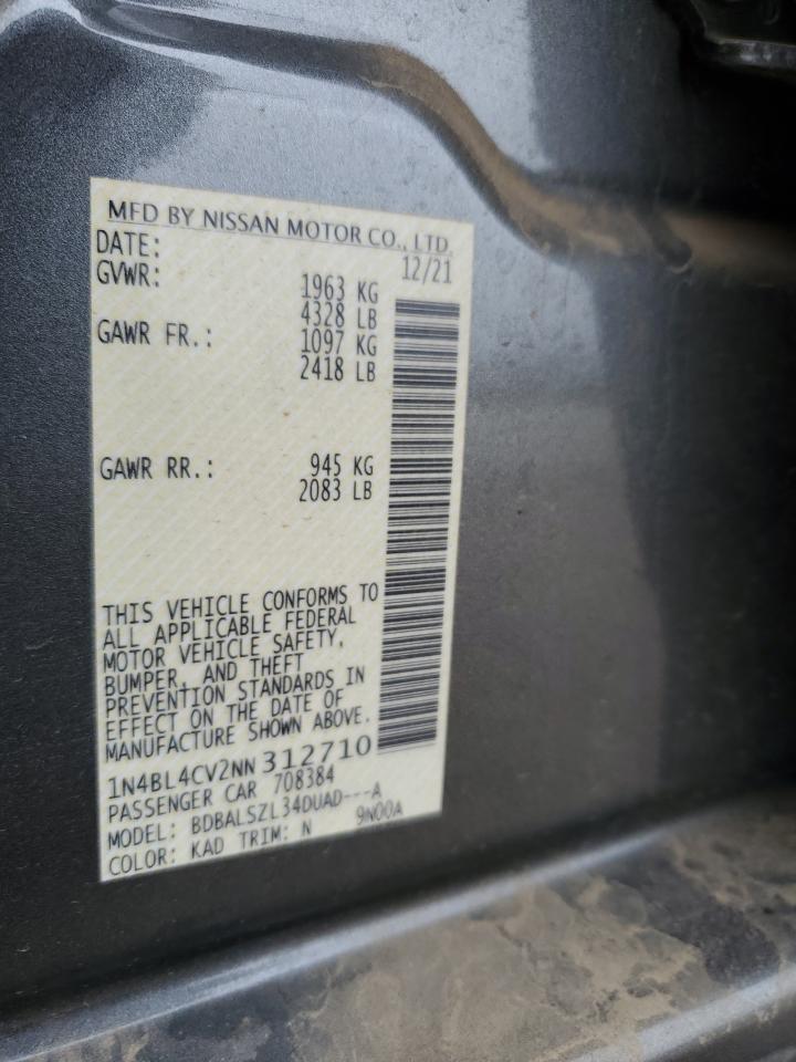 2022 NISSAN ALTIMA SR VIN:3FMCR9B66RRF19622