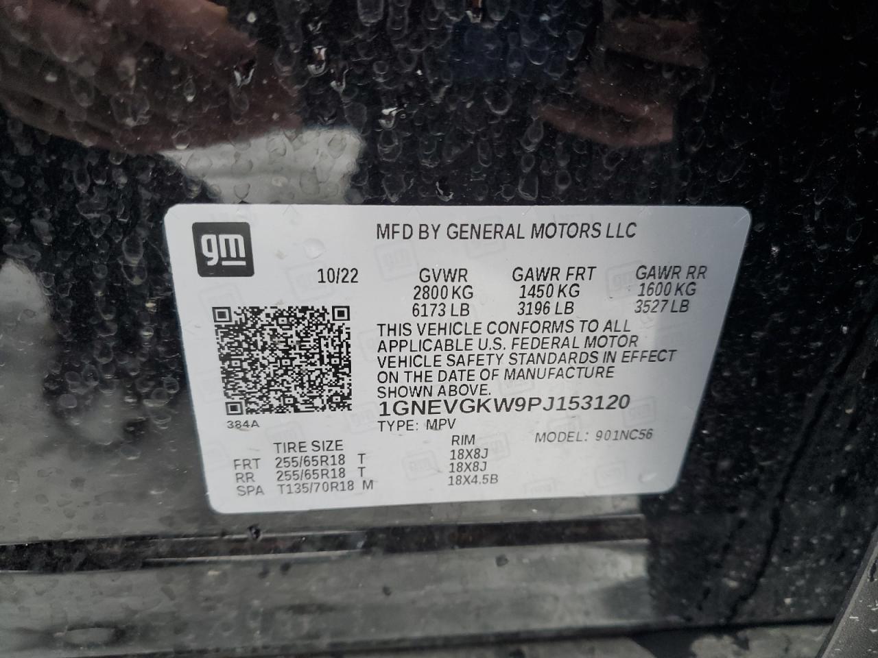 2023 CHEVROLET TRAVERSE LT VIN:1GNEVGKW9PJ153120