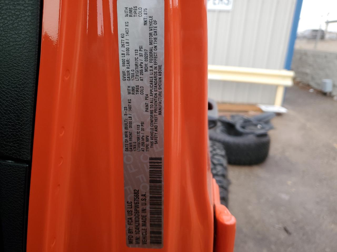 2023 JEEP WRANGLER SPORT VIN:2C3KA43R37H823765