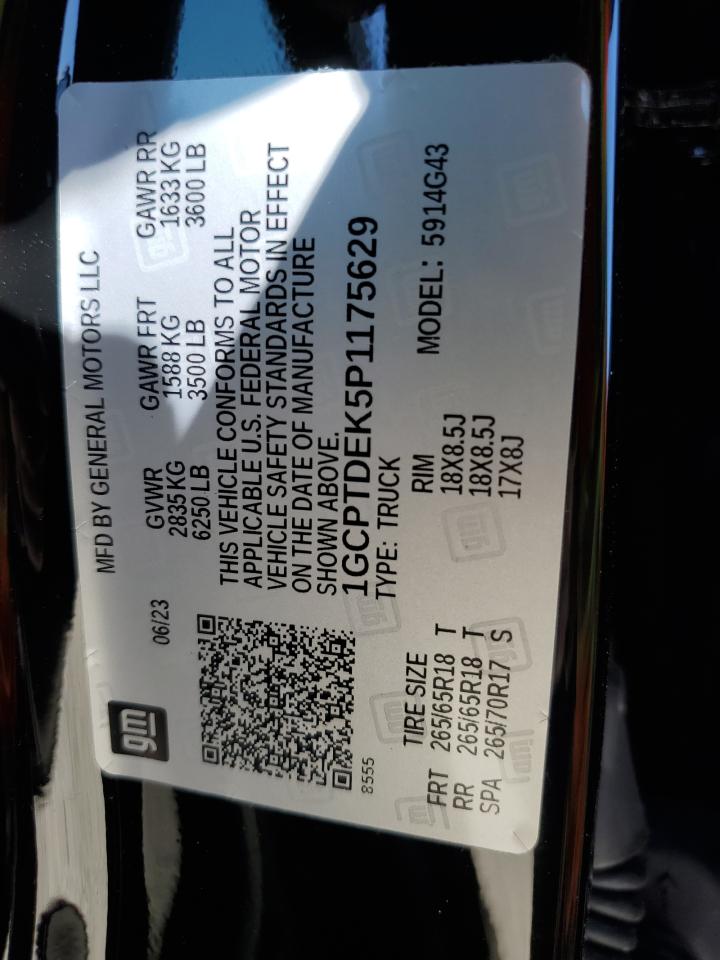 2023 CHEVROLET COLORADO Z71 VIN:1GCPTDEK5P1175629