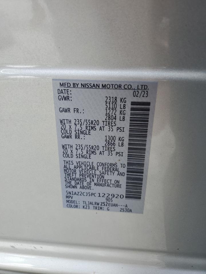 2023 NISSAN MURANO SL VIN:5N1AZ2CJ5PC122920