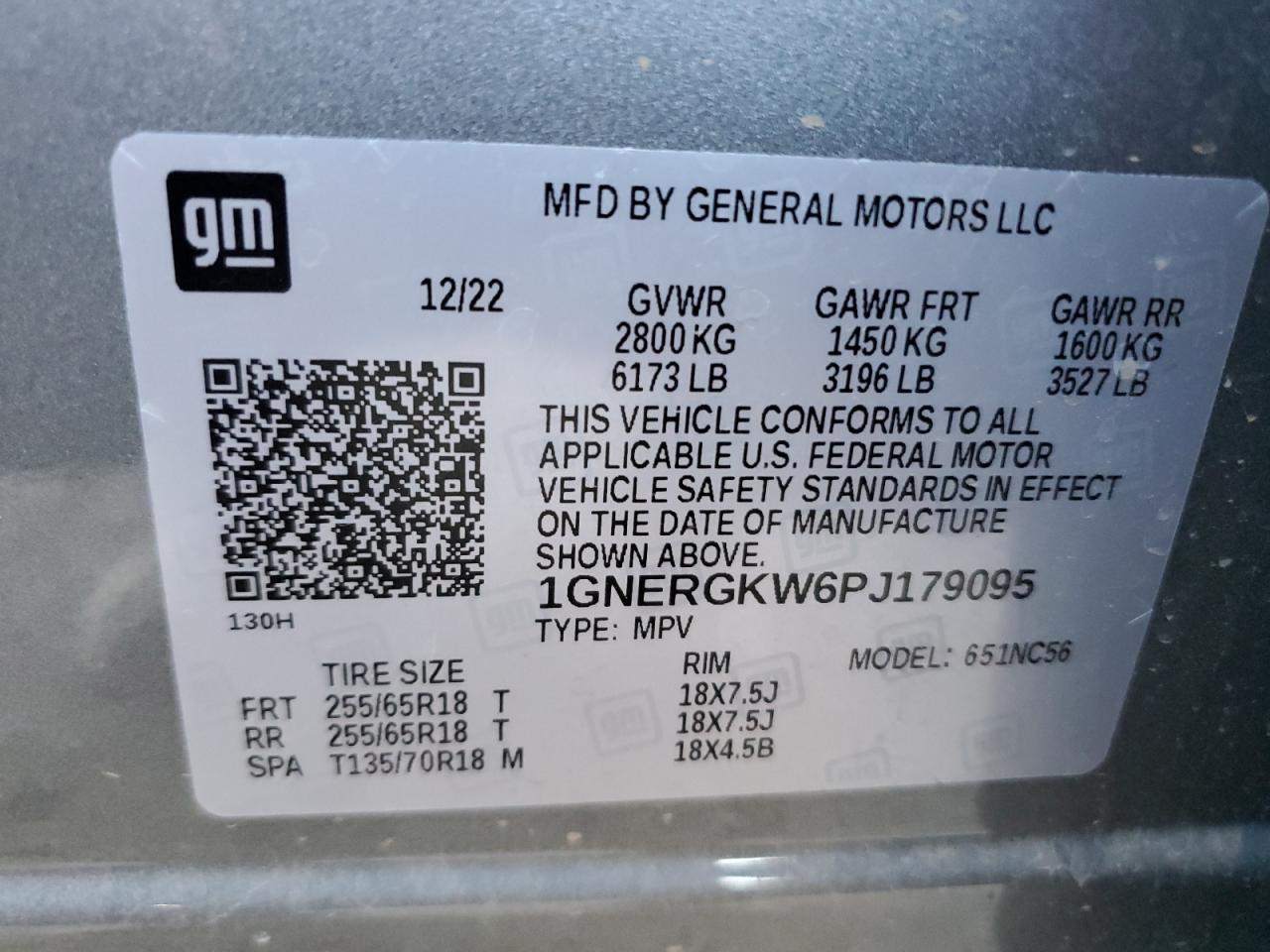 2023 CHEVROLET TRAVERSE LT VIN:1GNERGKW6PJ179095