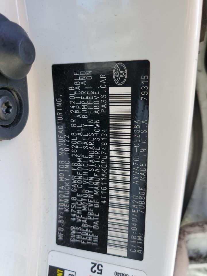2023 TOYOTA CAMRY SE NIGHT SHADE VIN:4T1G11AK0PU748134