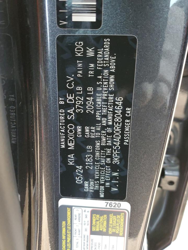 2024 KIA FORTE GT LINE VIN:3KPF54AD0RE804646